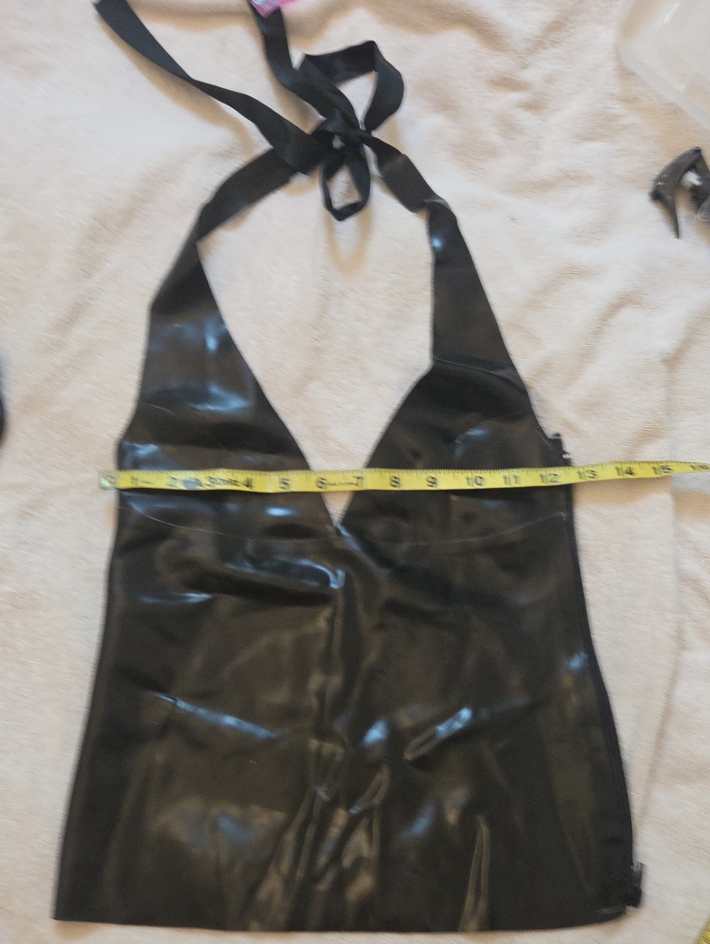 Rubber Latex Nemesis Tie Back Halter And Full Side Zip. Size S/M